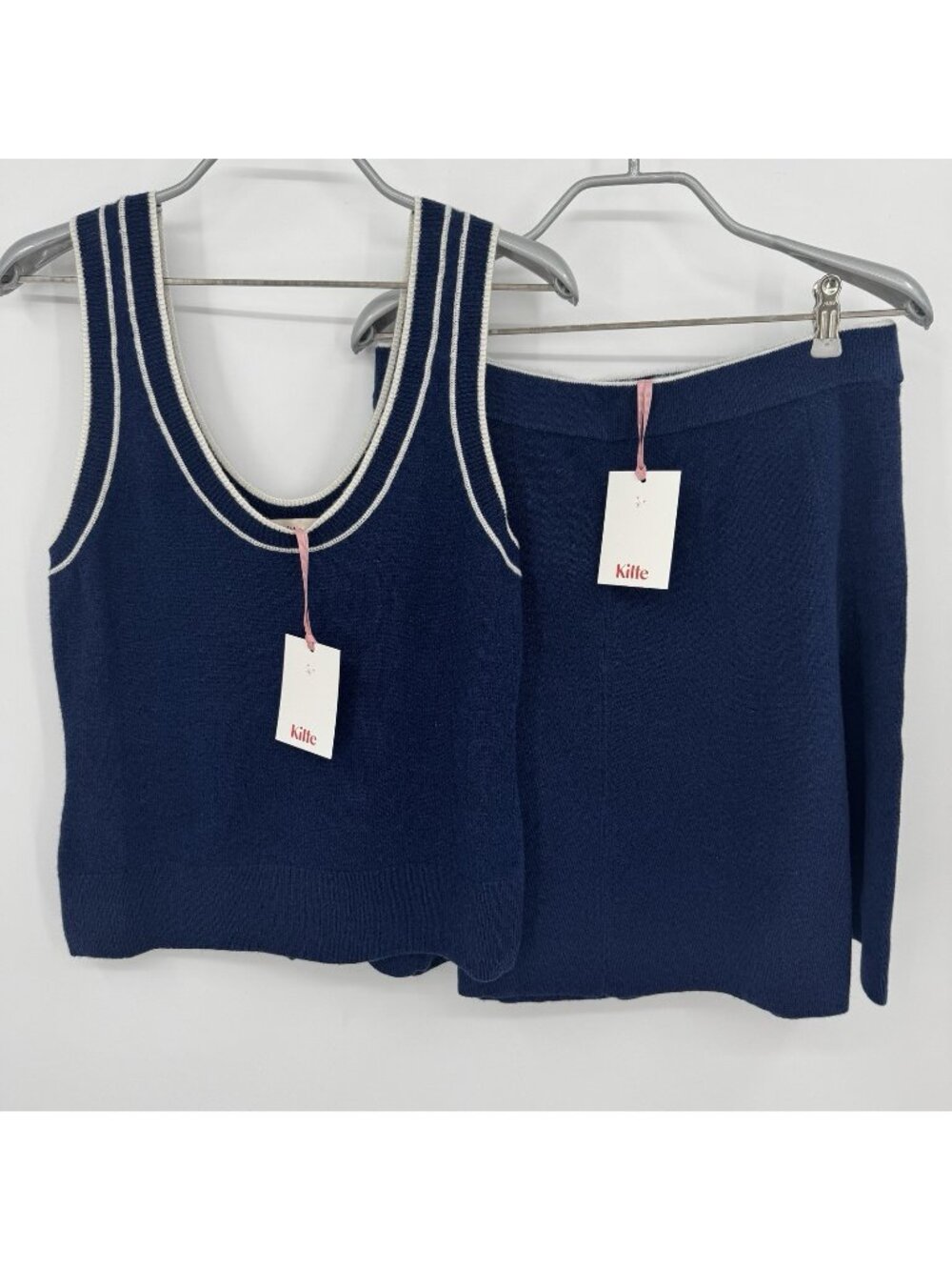 Kilte Collection Navy 100% Cashmere Sweater Tank & Skirt Matching Set 3 L/XL